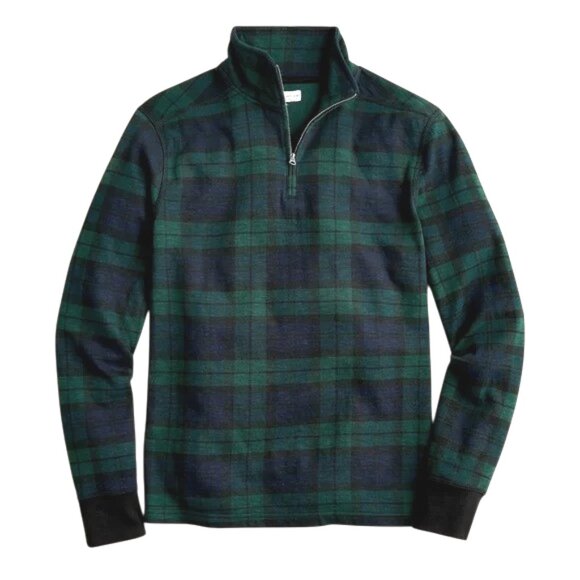 J. Crew Double Knit Half Zip Pullover Men Small In Print Green Plaid NWT TP-3501 - Picture 1 of 11